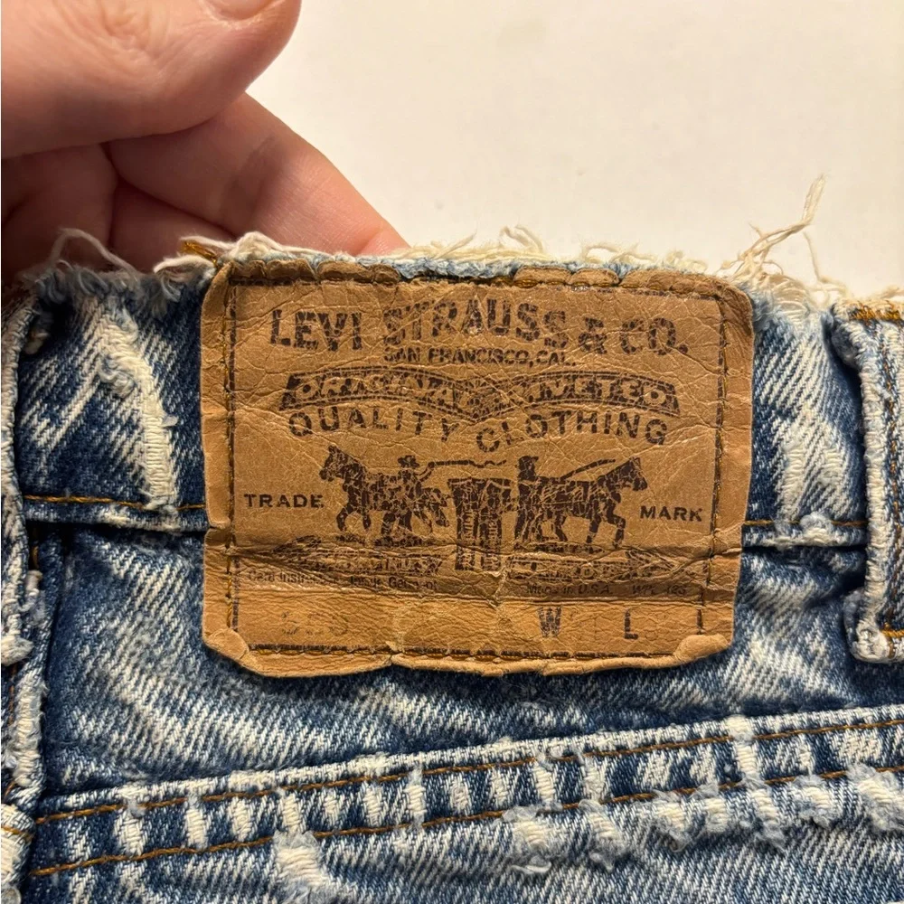 RARE VINTAGE LEVI'S ORANGE TAB Acid Wash High Rise Cutoff Denim Jean Shorts - Picture 9 of 15